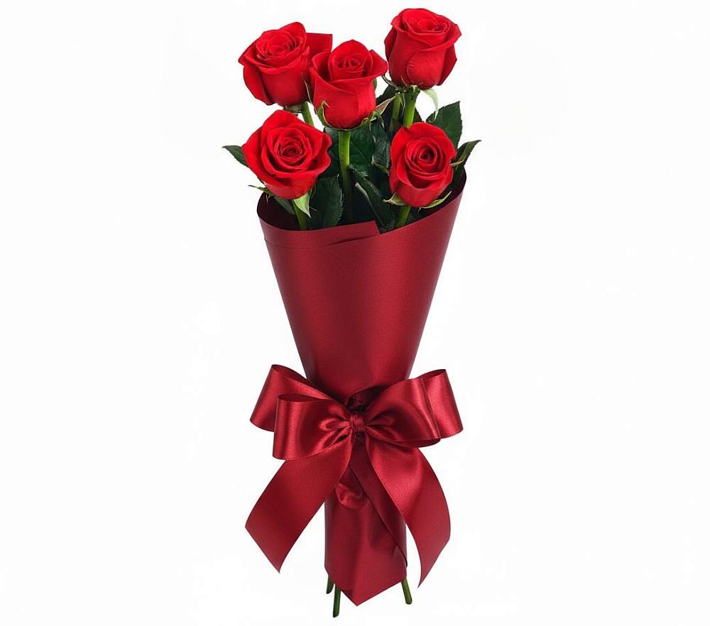 Букет 5 Красных роз Эдлесс Лав в Вочепшем
