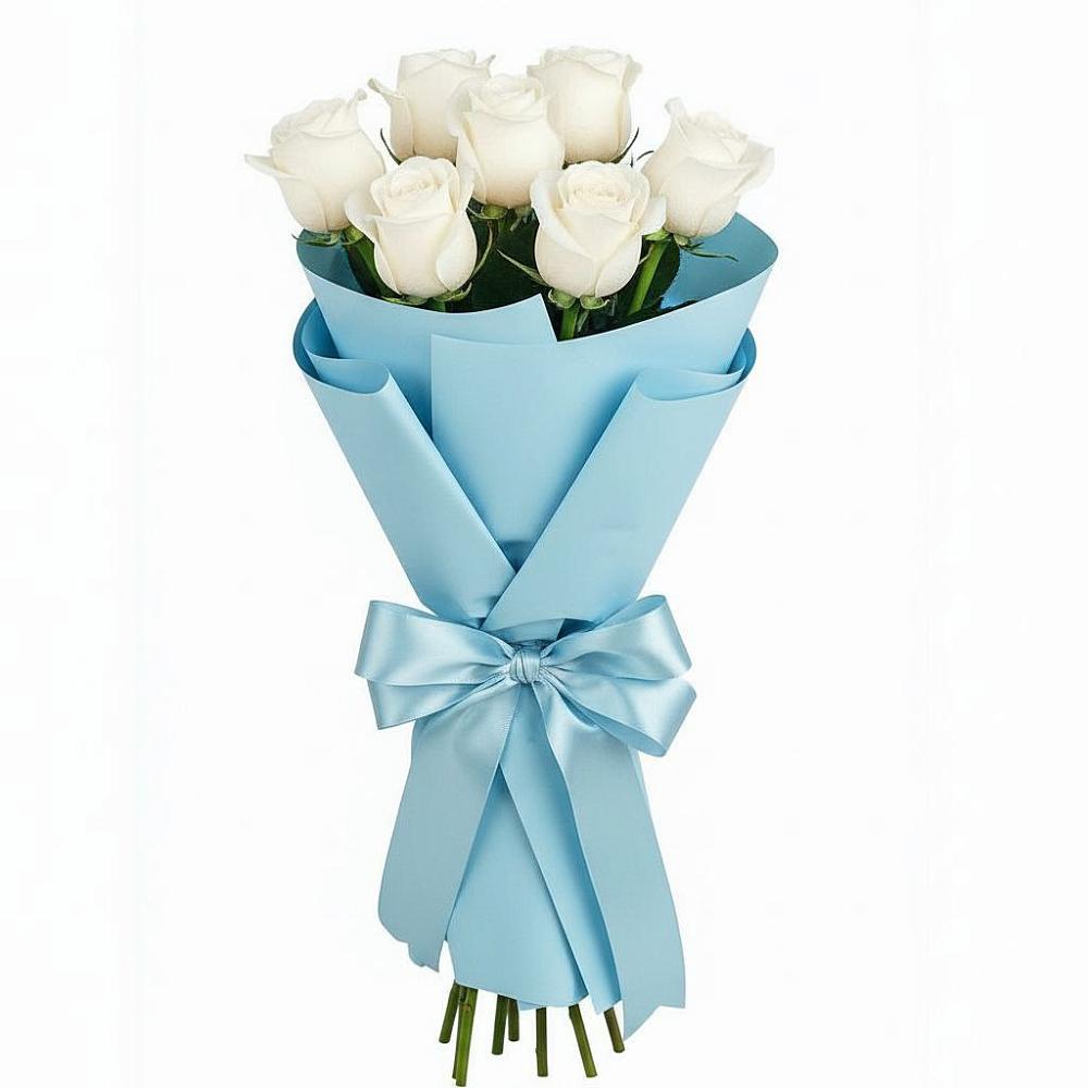 Букет 7 белых роз Проуд в Вочепшем