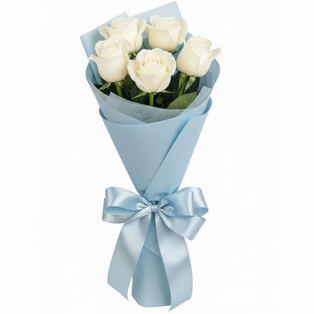 Букет 5 Белых роз Проуд в Вочепшем