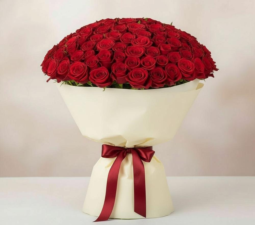 Букет 101 Красная роза Милано в Вочепшем