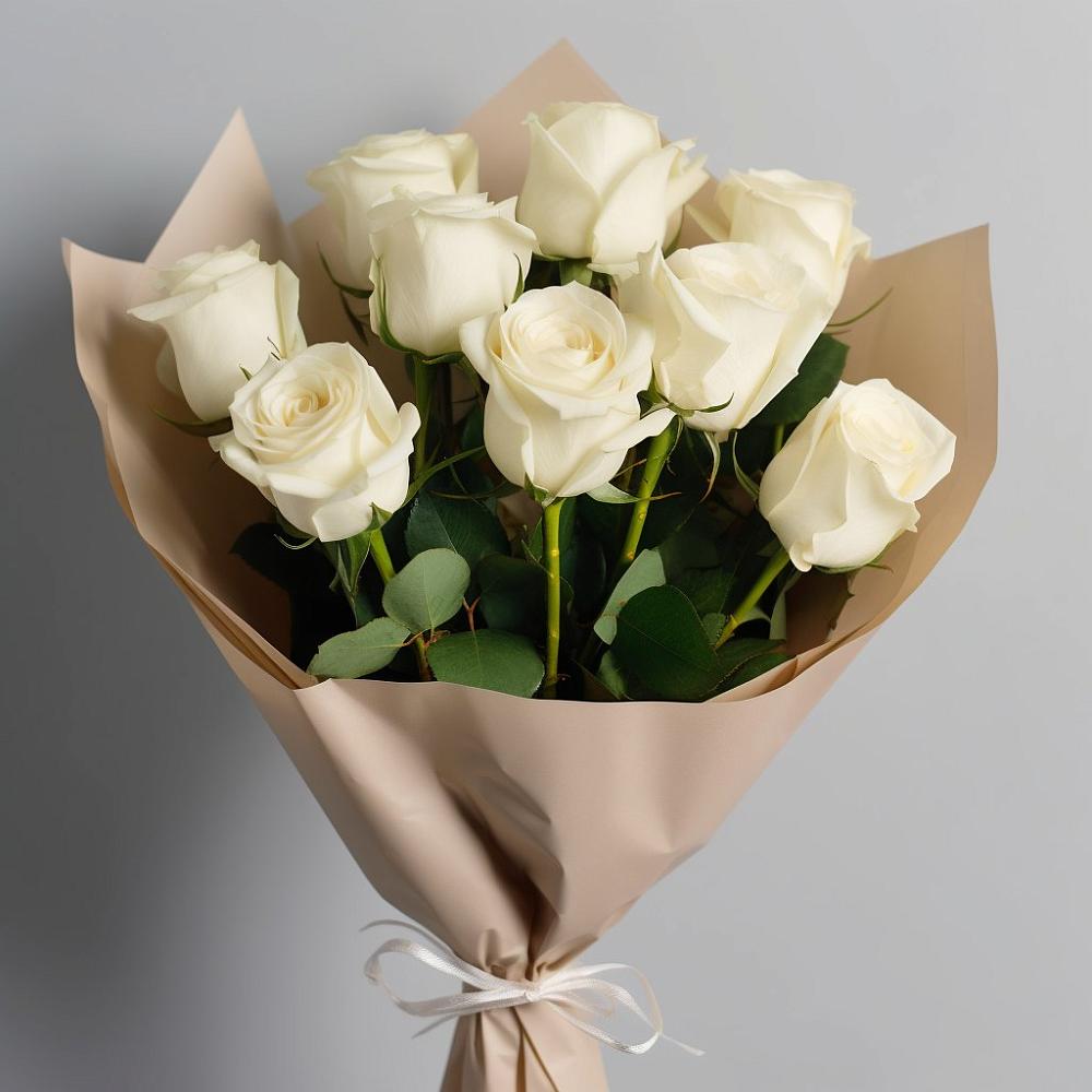 Букет 9 Белых роз Эдлесс Лав в Вочепшем