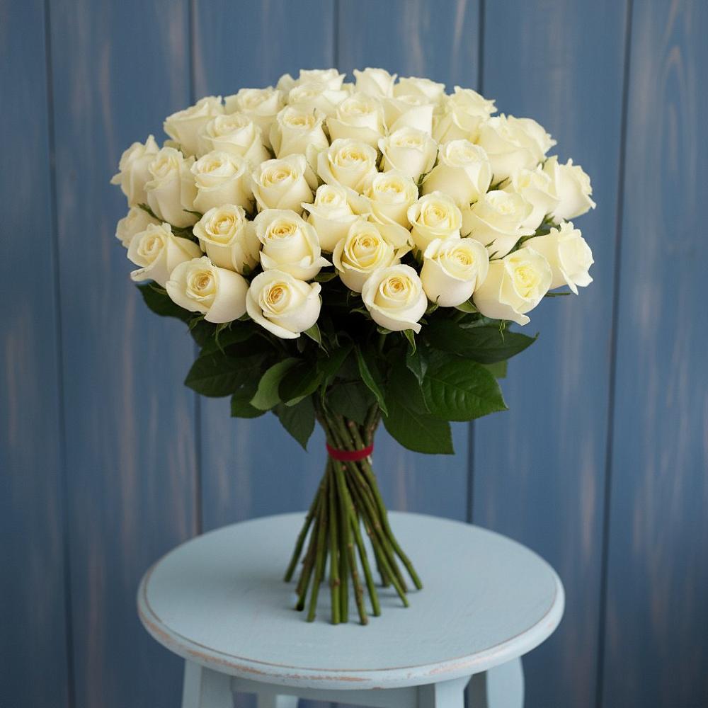 Букет 51 Белая роза Эдлесс Лав в Вочепшем