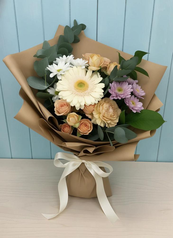 Букет цветов из: Герберы и Хризантемы в Вочепшем