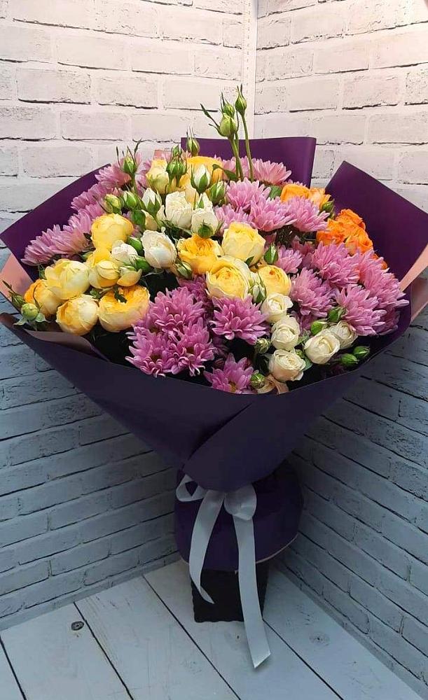 Букет цветов из: Хризантемы и Розы в Вочепшем