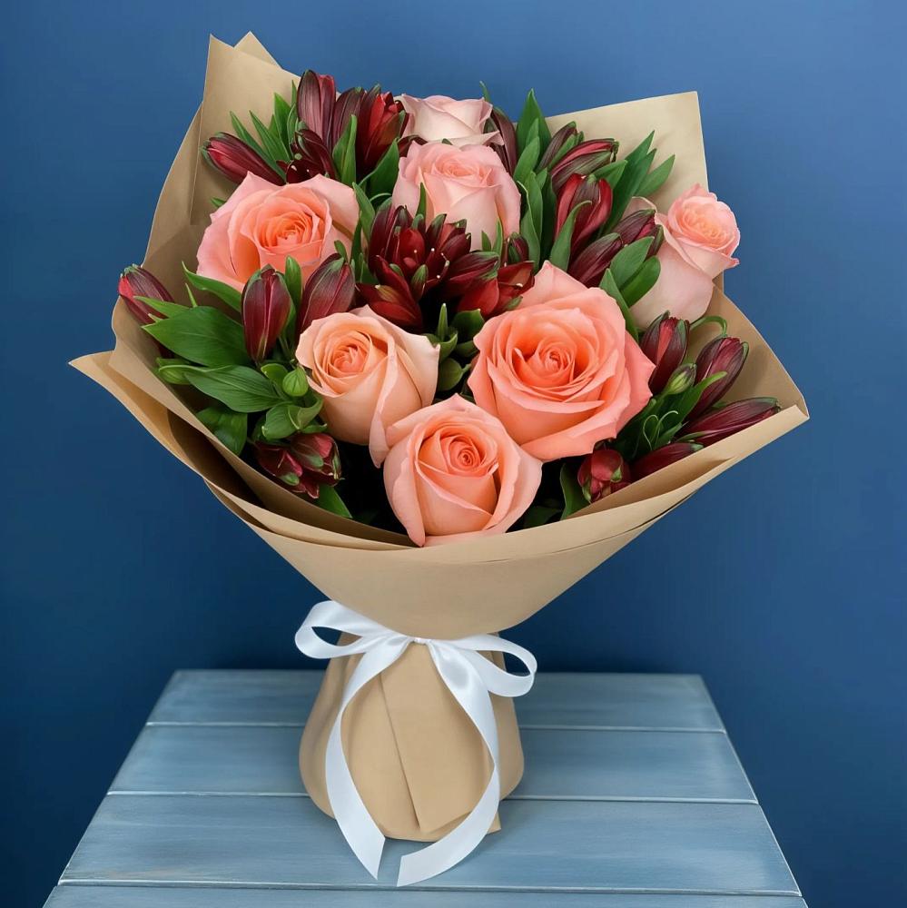 Букет цветов из: Розы и Альстромерии в Вочепшем