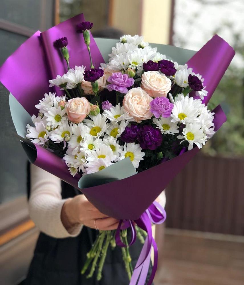 Букет цветов из: Хризантемы, Гвоздики и Розы в Вочепшем