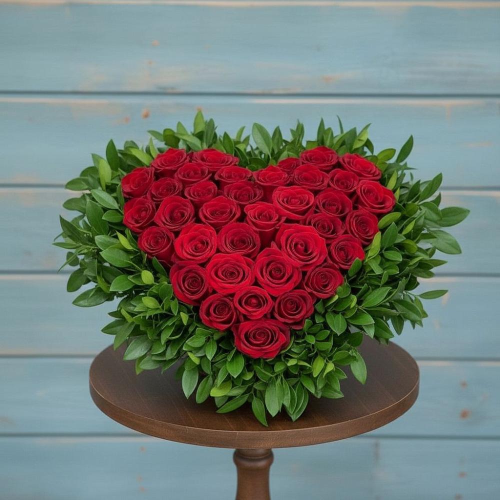 Цветочная композиция из Розы в виде сердца в Вочепшем