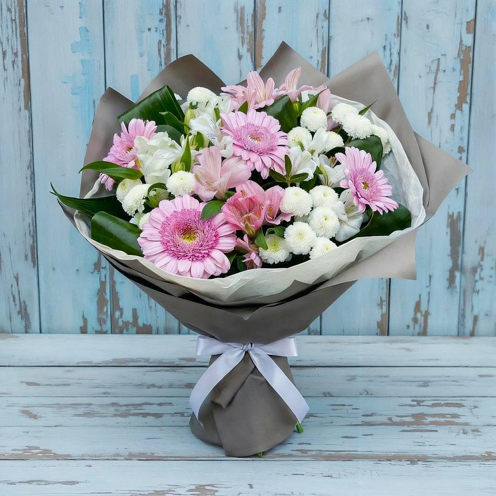 Букет цветов из: Герберы, Альстромерии и Хризантемы в Вочепшем
