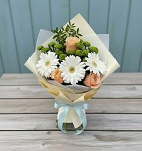 Букет цветов из:  Герберы, Розы и Хризантемы в Вочепшем