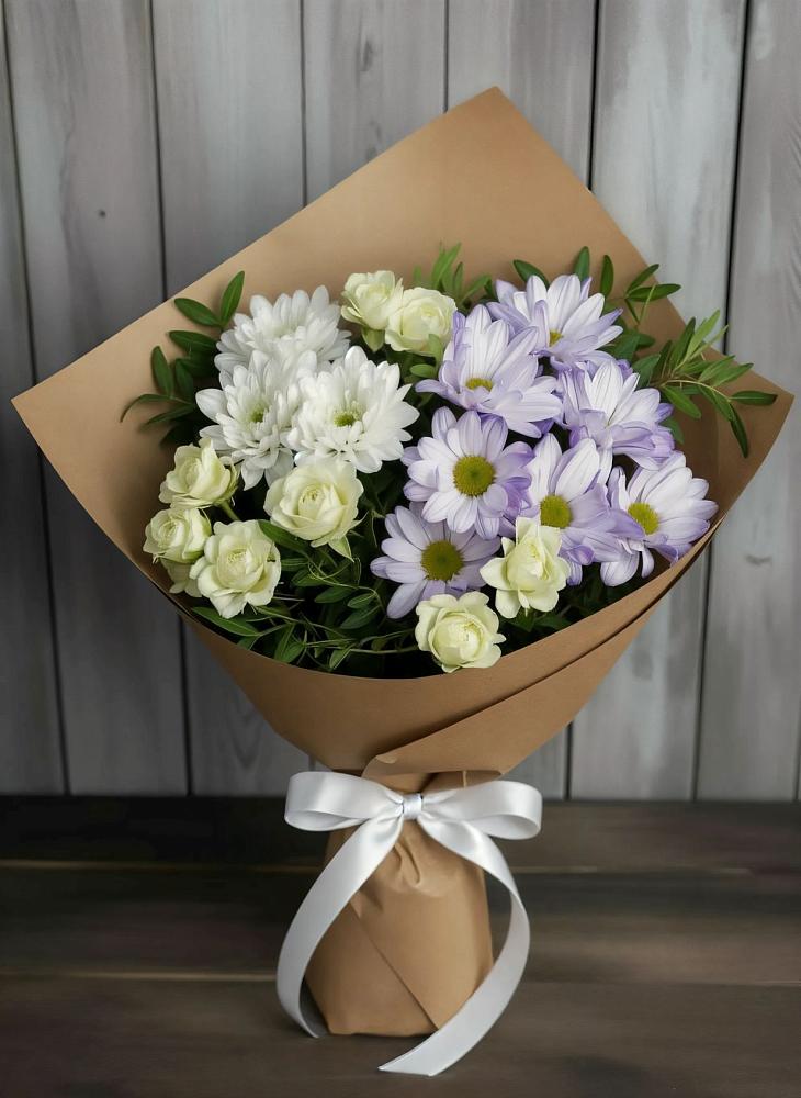 Букет цветов из: Хризантемы и Розы в Вочепшем